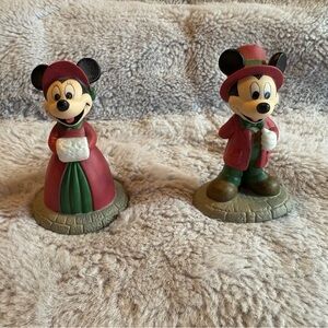 Mickey and Minnie Holiday Figurines in Red and Green